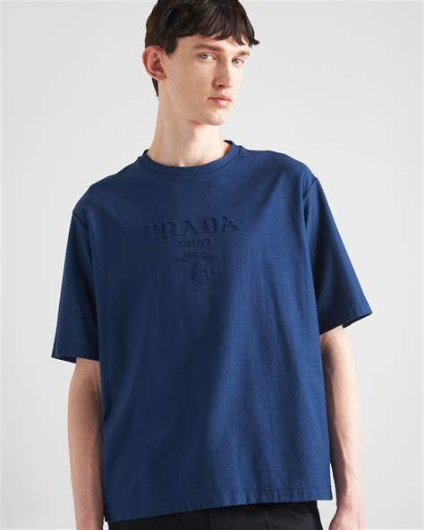 prada t shirt navy|Navy Technical Cotton T.